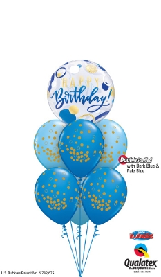 Large Bubble 6 Latex Helium Bouquet Blue