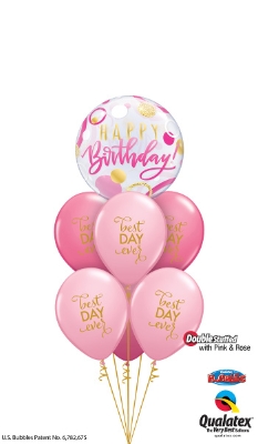 Large Bubble 6 Latex Helium Bouquet Pink